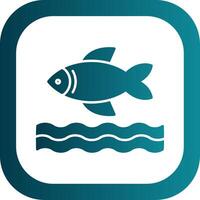 Fish Glyph Gradient Round Corner Icon vector