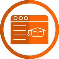 Online Learning Glyph Orange Circle Icon vector