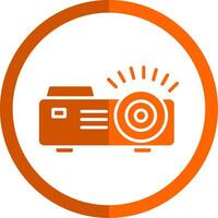 Projector Glyph Orange Circle Icon vector