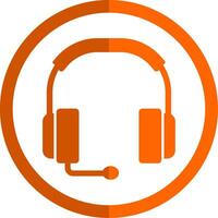 Headphones Glyph Orange Circle Icon vector