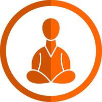 Meditation Glyph Orange Circle Icon vector