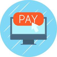 Online Payment Flat Blue Circle Icon vector