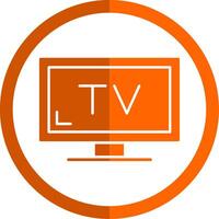 televisión glifo naranja circulo icono vector
