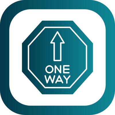 One Way Glyph Gradient Round Corner Icon