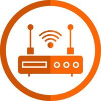 Modem Glyph Orange Circle Icon vector