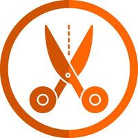 Scissors Glyph Orange Circle Icon vector