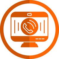 Phone Call Glyph Orange Circle Icon vector