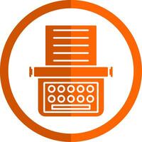 Typewriter Glyph Orange Circle Icon vector