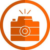 foto cámara glifo naranja circulo icono vector