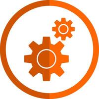 Gears Glyph Orange Circle Icon vector