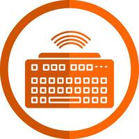 inalámbrico teclado glifo naranja circulo icono vector