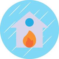 Burning House Flat Blue Circle Icon vector