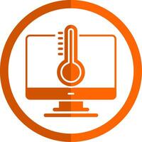 temperatura glifo naranja circulo icono vector