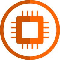 circuito tablero glifo naranja circulo icono vector