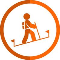 Hiking Glyph Orange Circle Icon vector