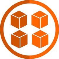 Cube Glyph Orange Circle Icon vector