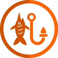 Fishhook Glyph Orange Circle Icon vector