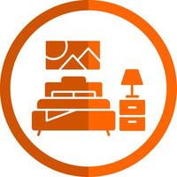 Bedroom Glyph Orange Circle Icon vector