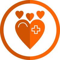 Heart Glyph Orange Circle Icon vector