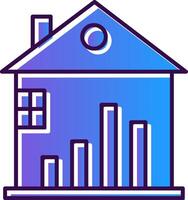 Real Estate Stats Gradient Filled Icon vector