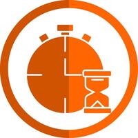 fecha límite glifo naranja circulo icono vector