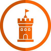 castillo glifo naranja circulo icono vector