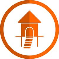 Hut Glyph Orange Circle Icon vector