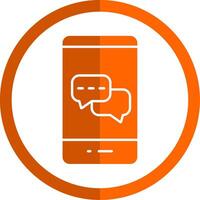 Messages Glyph Orange Circle Icon vector