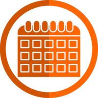 calendario glifo naranja circulo icono vector