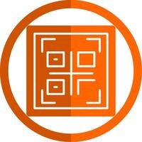 qr código glifo naranja circulo icono vector