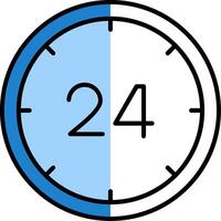 24 Hours Filled Half Cut Icon vector