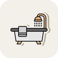 Bathtub Line Filled White Shadow Icon vector