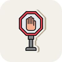 Stop Sign Line Filled White Shadow Icon vector