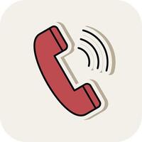 Phone Call Line Filled White Shadow Icon vector