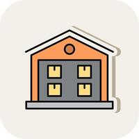 Warehouse Line Filled White Shadow Icon vector