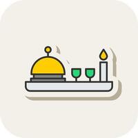 Dinner Line Filled White Shadow Icon vector