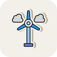 Wind Turbine Line Filled White Shadow Icon vector