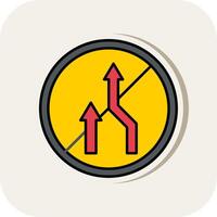 No Overtaking Line Filled White Shadow Icon vector