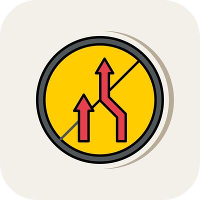No Overtaking Line Filled White Shadow Icon