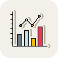 Bar Chart Line Filled White Shadow Icon vector