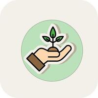 Save the Plant Line Filled White Shadow Icon vector