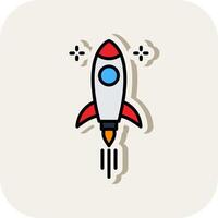 Rocket Line Filled White Shadow Icon vector