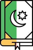 Quran Filled Half Cut Icon vector