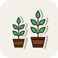 Grow Plant Line Filled White Shadow Icon vector