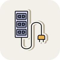 Extension Cord Line Filled White Shadow Icon vector