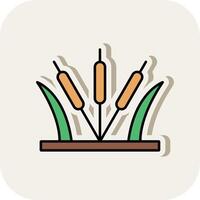 Reeds Line Filled White Shadow Icon vector