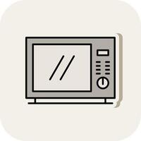 Microwave Line Filled White Shadow Icon vector