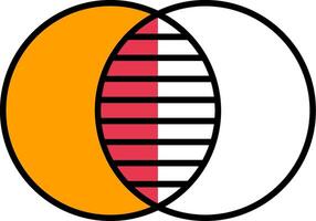 Overlap Filled Half Cut Icon vector