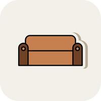 Sofa Line Filled White Shadow Icon vector