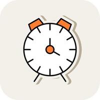 Alarm Clock Line Filled White Shadow Icon vector